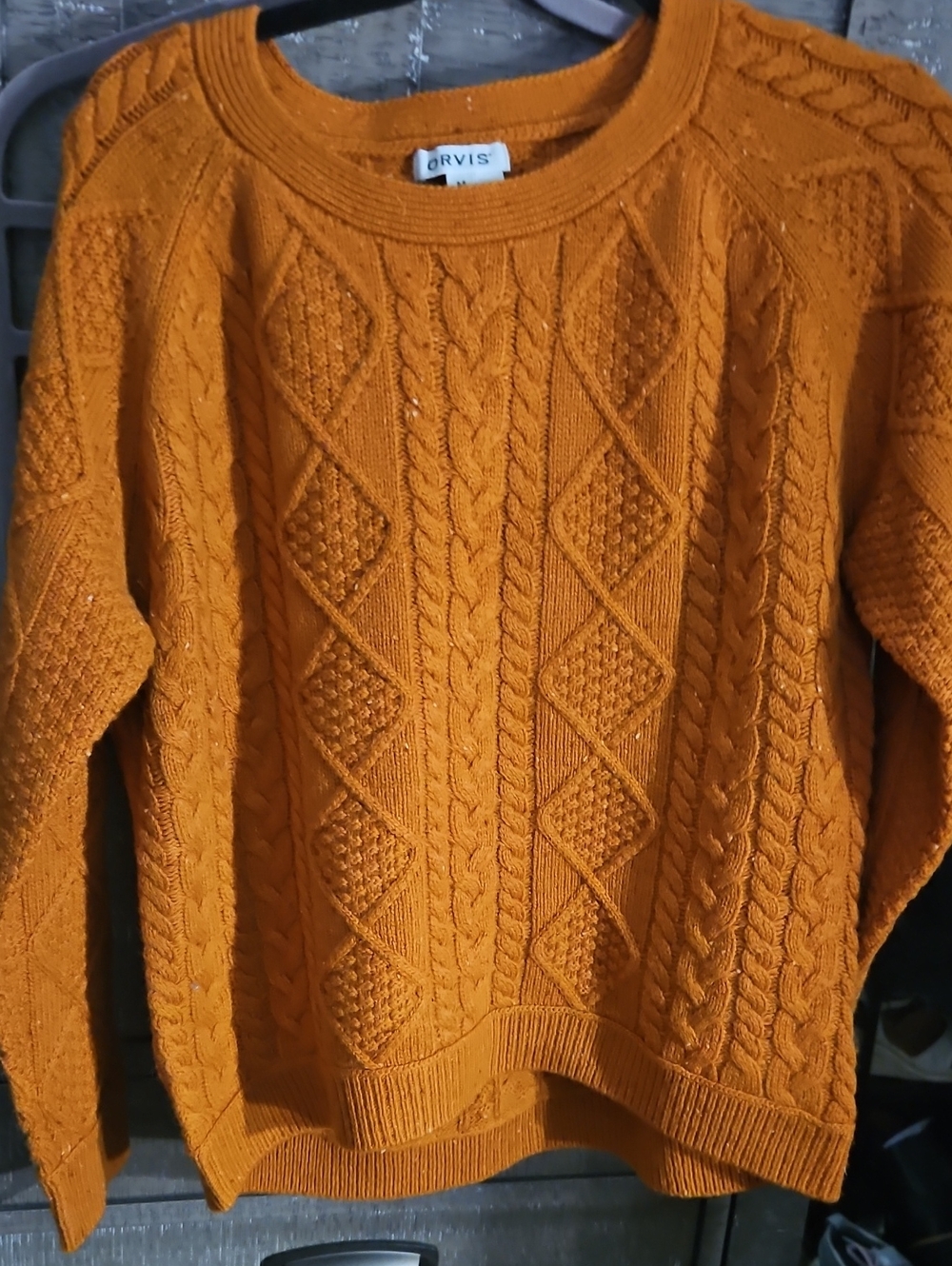 Orvis Women's Textured Cable Sweater - Burnt Orange